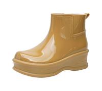 Mid Calf Wellies for Women Waterproof Boots Garden Shoes Swamp Shoes Men's and Women's Couple Fashion Rain Boots Non Slip Wear Rain for Outdoor Work Fishing Travel Guard (Yellow,6.5)