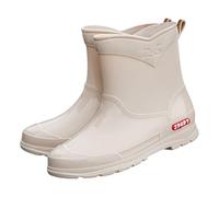 Mid Calf Wellies Waterproof Boots for Women UK Garden Shoes Designer Shoes for Women Short Rain Boots Womens Ankle Rainboot Garden Boot Rubber Western Style Rain (White,6)
