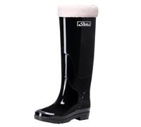 Mid Calf Wellies Waterproof Boots Gardening Shoes Women Womens Gardening Boots Women's Spring Summer Autumn and Winter High Top Plus Velvet Cotton Removable and Washable Outdoor Fashion Work Fishing C