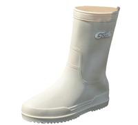 Mid Calf Wellies Waterproof Womens Boots Garden Shoes Custom Design Threads Booties Women Mid Calf Rain Boots Garden Shoes Anti Slipping Fashion Rubber Out Work Rain Lined Mud Women(White,5.5)