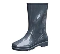 Mid Calf Wellies Womens Waterproof Boots Garden Shoes Women Slide On Work Boots for Men Rain for Women Garden Knee High Rain Shoes with Comfort Insole Non Slip Tall Womens Short Leather (Grey,5.5)