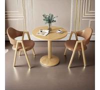 Mid CentuMon Dining Table and Chair Set for 2 Round Small Table with Metal Legs Perfect for Coffee Shops Beau Salons and Small Dining Rooms (Brown + Wood)