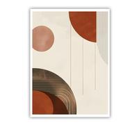 Mid Century Abstract Canvas Wall Art Neutral Geometric Prints Mural Minimalist Circle Line Posters Painting for Living Room Home Decor 90x110cm Frameless