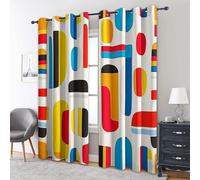 Mid Century Abstract Curtains Blackout, 66x72 Inch 2 Panels - Multicoloured Geometric Pattern Black Out Curtains, Home Decor, 72 Drop Eyelet Window Drapes for Bedroom, Living Room DS168