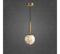 Mid-Century Alabaster Pendant Light - Mini Marble Globe Chandelier ge Hanging Lamp for Kitchen Island Dining Room Bedroom Bathroom Farmhouse Decor