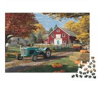 Mid Century American Farmhouse with A Classic Red Barn Rätsel Für Erwachsene || 1000pcs (75x50cm) Puzzles Lernspiele Home Decor Puzzles