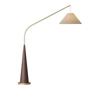 Mid Century Arc Floor Lamp,Tall Standing Light with Fabric Shade and Wood Grain Base,Dimmable Reading for Bedroom Office Living Room Foot Switch Included