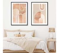 Mid Century Arches in Terracotta Set of 2 Art Prints in Black Frames ARTZE Terracotta A4