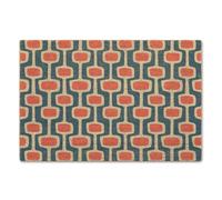Mid Century Atomic Doormat Retro Geometric Coir Door Mat 60s Style | 60 x 40 x 1.5cm natural coir, non-slip PVC backing, UV printed in the UK, teal and orange retro geometric print