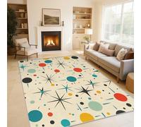 Mid Century Atomic Rugs for Living Room Bedroom, Geometry Dot Line Area Rugs Large 100x150 cm, Washable Non Slip Pattern Carpet Home Decor C22