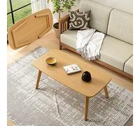 Mid Century Bamboo Folding Coffee Table Low Profile TV Stand & Desk for Living Room RV Furniture No Assembly Required 100x50x50cm Natural Wood Finish