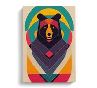 Mid Century Bear Canvas Print | Gallery Wrapped 30mm Frame Wall Art | 30x20 inches | Ready to Hang | Mid-Century Modern Animals Picture | Living Room Bedroom Lounge Office