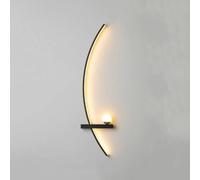 Mid Century Bedroom Wall Light with Curved Design Nordic Wall Sconces for Dining Room 12W Led Strip Farmhouse Wall Mounted Lamp for Bedside Milky Globe Light Fixture for Master Room/Black/Right