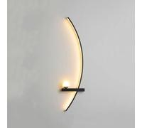 Mid Century Bedroom Wall Light with Curved Design Nordic Wall Sconces for Dining Room 12W Led Strip Farmhouse Wall Mounted Lamp for Bedside Milky Globe Light Fixture for Master Room/Black/Left