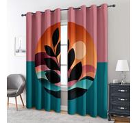 Mid Century Boho Curtains Blackout, 66x90 Inch 2 Panels - Modern Abstract Geometric Pattern Black Out Curtains, Home Decor, 90 Drop Eyelet Window Drapes for Bedroom, Living Room DS151