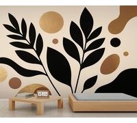 Mid-Century Boho Mural, Abstract Palm Leaves Mural Wallpaper, Boho Sun Wallpaper for Living Room, Palm Leaves Wall Murals - 150x105cm (Not Peel n' Stick)