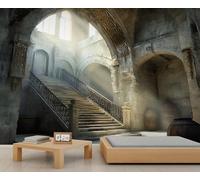 Mid Century Castle Mural Ancient Architecture Wallpaper Retro Mystery Wall Mural Panoramic Office Reception Studio Backdrop Custom Photo Wallpaper (Non-self-Adhesive)