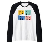 Mid-Century Cat Modern Art Aesthetic Retro Atomic Age Cats Raglan Baseball Tee