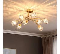 Mid Century Chandelier,Modern Pendant Light Fixture with Glass Lamp Shade for Dining Kitchen Island Bedroom Lighting-Copper 8 Lights(35.4x13.7in) Commemoration Day vision