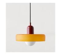 Mid Century Colorful Pendant Lamp Vintage Glass Shade Lighting Iron and Glass Fixtures for Bedroom and Living Room Decor Retro Ceiling Light Design