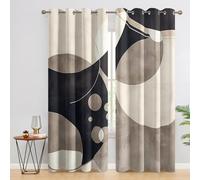Mid Century Curtains for Bedroom Living Room, Boho Geometric Blackout Curtains Eyelet 90 Drop 2 Panels, Patterned Window Drapes, Home Decor 66x90 Inch B-D3