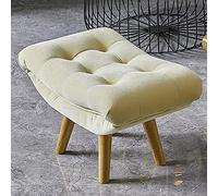 Mid Century Curved Velvet Ottoman Soft Padded Foot Stool with Wood Legs Decorative Plush Vanity Chair for Living Room & Bedroom - Green 60x35x30cm (Beige Available)