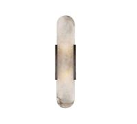 Mid Century Decorate Modern Marble Wall Sconce White Alabaster Natural Stone Wall Light Linear Bathroom Vanity Light Indoor Hardwired Gold Black Bedroom Wall Lamp for Living Room Hallway(Dark Height 5