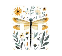 Mid Century Dragonfly Decorative Light Switch Cover Wall Plate 2 Gang Double Toggle, Simple Bohemian Insect Electrical Faceplate for Kitchen Bathroom, Retro Art Switchcover Decor