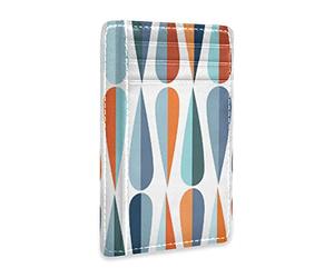 Mid Century Drop Shapes in Tones Slim Minimalist Wallet, Front Pocket RFID Blocking Leather Credit Card Holder, Case Protector Covers for Men Women