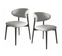 Mid Century Faux Leather Dining Side Chair Set Solid Wood Kitchen Desk Coffee Chairs for Home (Color: E)