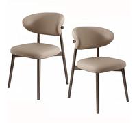 Mid Century Faux Leather Dining Side Chairs Set of 2 Solid Wood Desk Chairs for Kitchen and Coffee Rubber Wood Home Chair (Color: Brown)