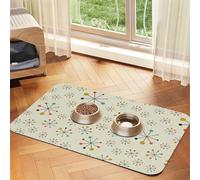 Mid Century Fifties Modern Atomic Retro Dog Food Mats for Floors Absorbent, Pet Cat Food Mat - Non Slip Dog Bowl Mats for Food and Water Pet Supplies 40x60cm