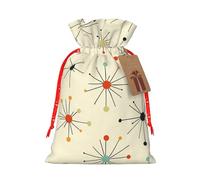 Mid Century Fifties Modern Atomic Retro Drawstring Gift Bags Reusable Gift Wrapping Pouches For Birthday, Wedding, Party Favours & Festive Presents