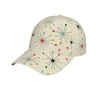 Mid Century Fifties Modern Atomic Retro Pattern Baseball Cap Unisex Adjustable Baseball Hats for Sports Outdoor Black, Black, One Size, Black, One Size
