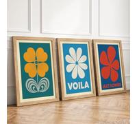 Mid-Century Floral Trio Mid-Century Set of 3 Framed Wall Art Prints A1
