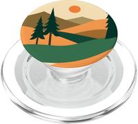 Mid Century Forest Mountain Sunset Landscape Abstract Design PopSockets PopGrip for MagSafe