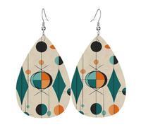 mid century geometric earrings for women teardrop leather earrings double sided lightweight dangle earrings for women ear accessories fashion jewelry birthday gift