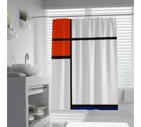 Mid Century Geometric Shower Curtain Black White Red Abstract Bath Curtain Farmhouse Hotel Home Bathtub Decor Waterproof Curtain for Bathroom 120x200