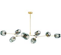 Mid Century Handblown Glass Chandelier Ceiling Light Modern E27 Gradient Blue 9 Head Gold Branches Pendant Lamp for Dining Room Kitchen Home Decor