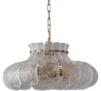 Mid Century Handblown Glass Flower Petal Pendant Light Fixture - Nordic Vintage Hanging Lamp for Dining Room, Living Room & Exhibition Hall, E14 Base, 50cm