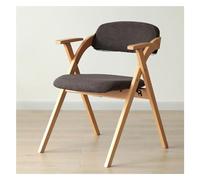 Mid century Leather Folding Chair with Arms Indoor Cushioned Dining Room Chair with Padded Seat and Backrest Wooden Frame for Living Room Kitchen Office and Study Dark Gray