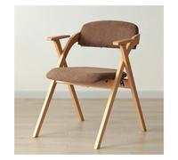 Mid Century Leather Folding Chair with Arms Indoor Cushioned Dining Room Padded Seat and Backrest Wooden Frame for Living Kitchen Office Study Blue (Brown One Size)