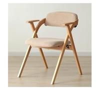 Mid Century Leather Folding Chair with Arms Indoor Cushioned Dining Room Padded Seat and Backrest Wooden Frame for Living Kitchen Office Study Blue (Khaki One Size)