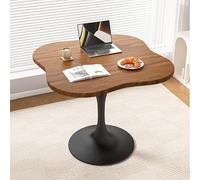 Mid-Century Leisure Coffee Table,Small Dining Table Side Table with Metal Pedestal Base,Easy Assembly for Living Room, Cafe, Kitchen and Home Office(60cm, 4-Leaf Clover)