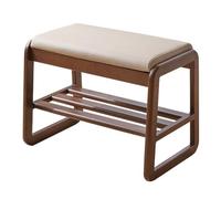 Mid-Century Modern 2-Tier Wooden Shoe Rack with Cushion Versatile Storage Solution for Hallway and Bedroom Stylish for Shoes and Accessories