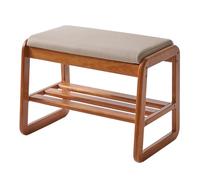 Mid-Century Modern 2-Tier Wooden Shoe Rack with Cushion Versatile Storage Solution for Hallway and Bedroom Stylish for Shoes and Accessories