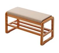 Mid-Century Modern 2-Tier Wooden Shoe Rack with Cushion Versatile Storage Solution for Hallway and Bedroom Stylish for Shoes and Accessories