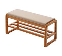 Mid-Century Modern 2-Tier Wooden Shoe Rack with Cushion Versatile Storage Solution for Hallway & Bedroom Stylish for Shoes & Accessories