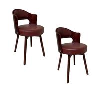 Mid Century Modern 360° Swivel Chair Set - Upholstered Kitchen Chairs with Vintage Solid Wood Legs Easy Maintenance Perfect for 1 6 People 2 Pack Brown