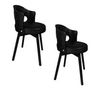 Mid Century Modern 360° Swivel Dining Chair Set 2 Upholstered Kitchen Chairs with Armrests Easy Care Faux Leather Cushions Vintage Solid Wood Legs Ideal for 1 6 Guests